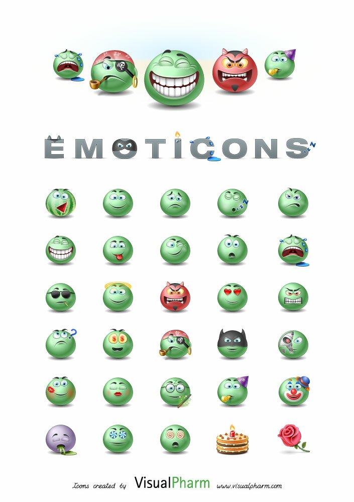 Wonderfull emoticons for your web site and application.